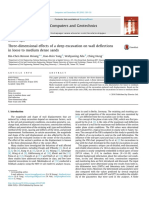 Three-dimensional effects of a deep excavation on wall deflections in loose to medium dense sands