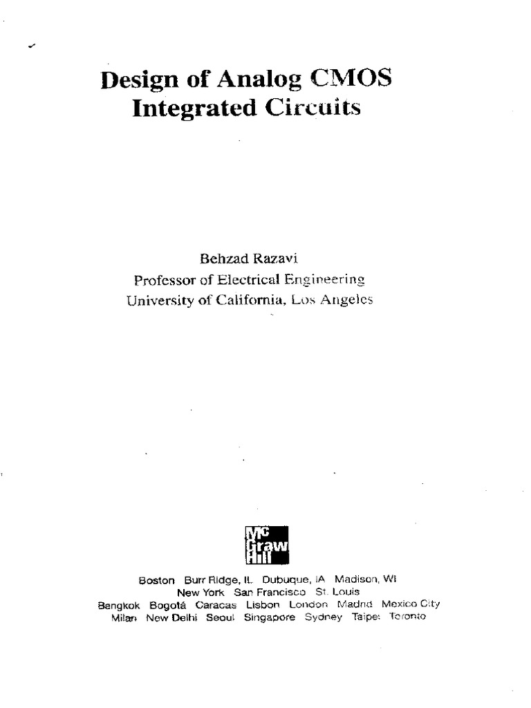 Design of Analog CMOS Integrated Circuits Behzad Razavi PDF PDF