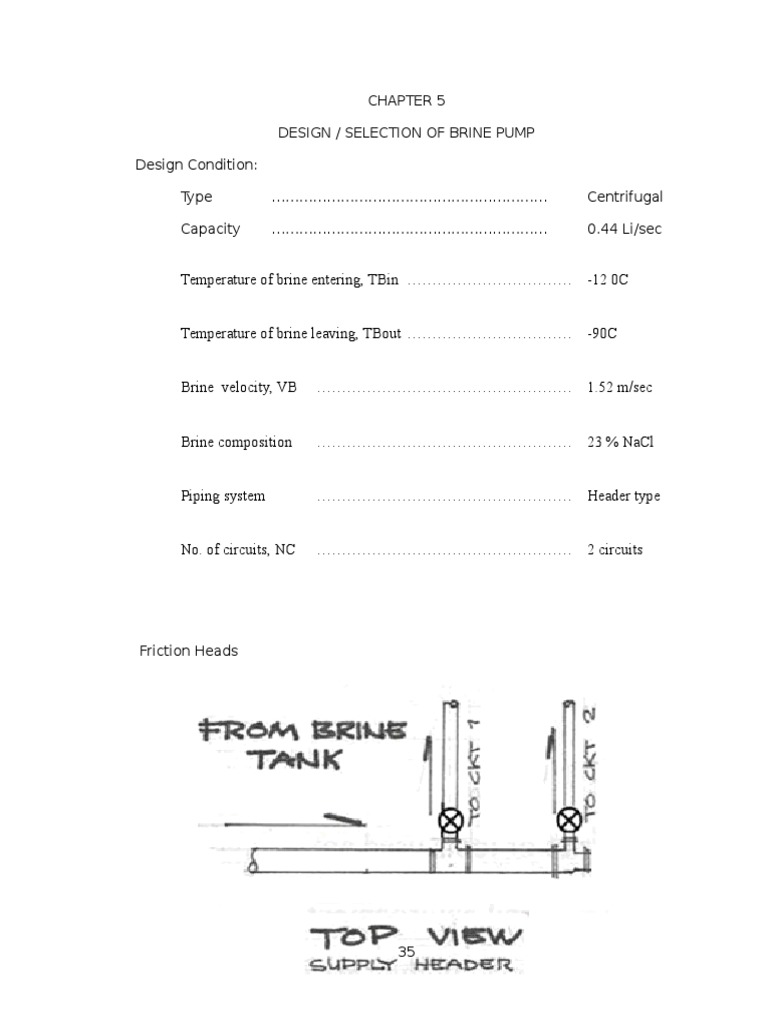 Design / Selection of Brine Pump Design Condition Type Centrifugal