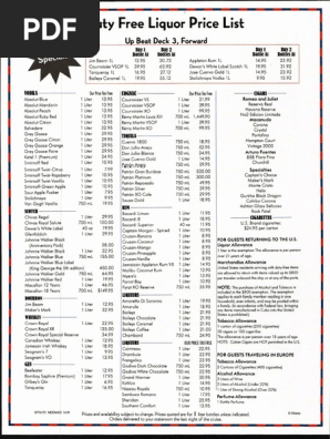 Sri Lanka Duty Free Liquor Prices | PDF | Distilled Drinks