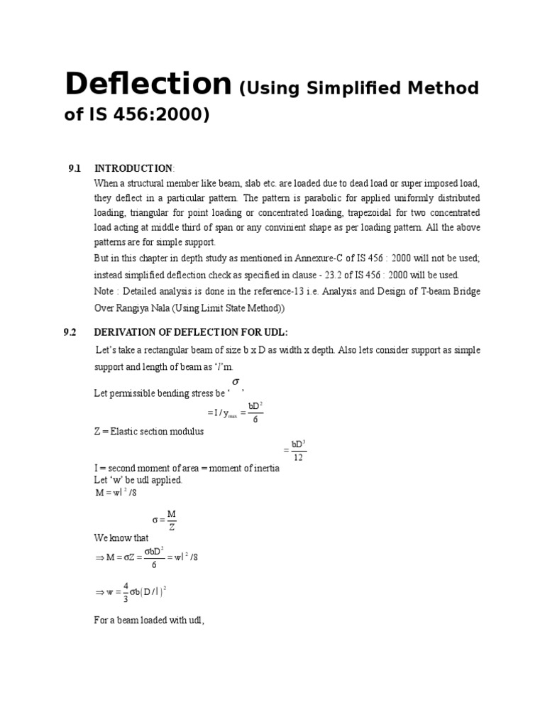 Deflection Checks as per IS 456:2000 | PDF | Beam (Structure ...