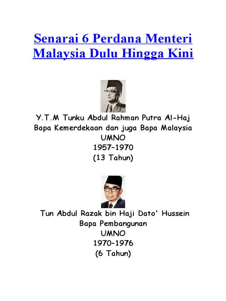 Senarai Perdana Menteri Malaysia