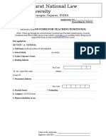 Application Form GNLU Teaching Posts PDF