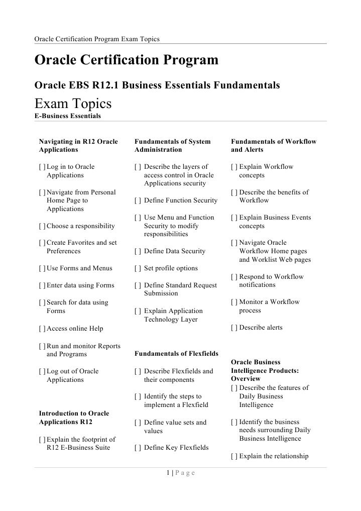 Oracle EBS R12.1 Fundamentals Certification | PDF | Electronic Business ...