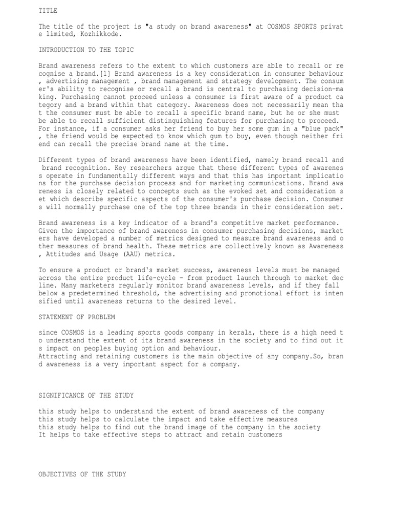 brand awareness essays
