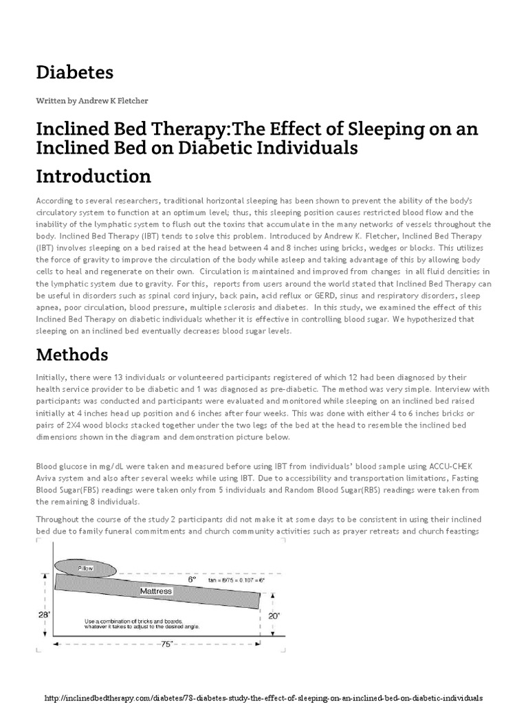 Diabetes Study The Effect of Sleeping On An Inclined Bed On Diabetic