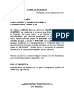 Carta de renuncia voluntaria por motivos personales