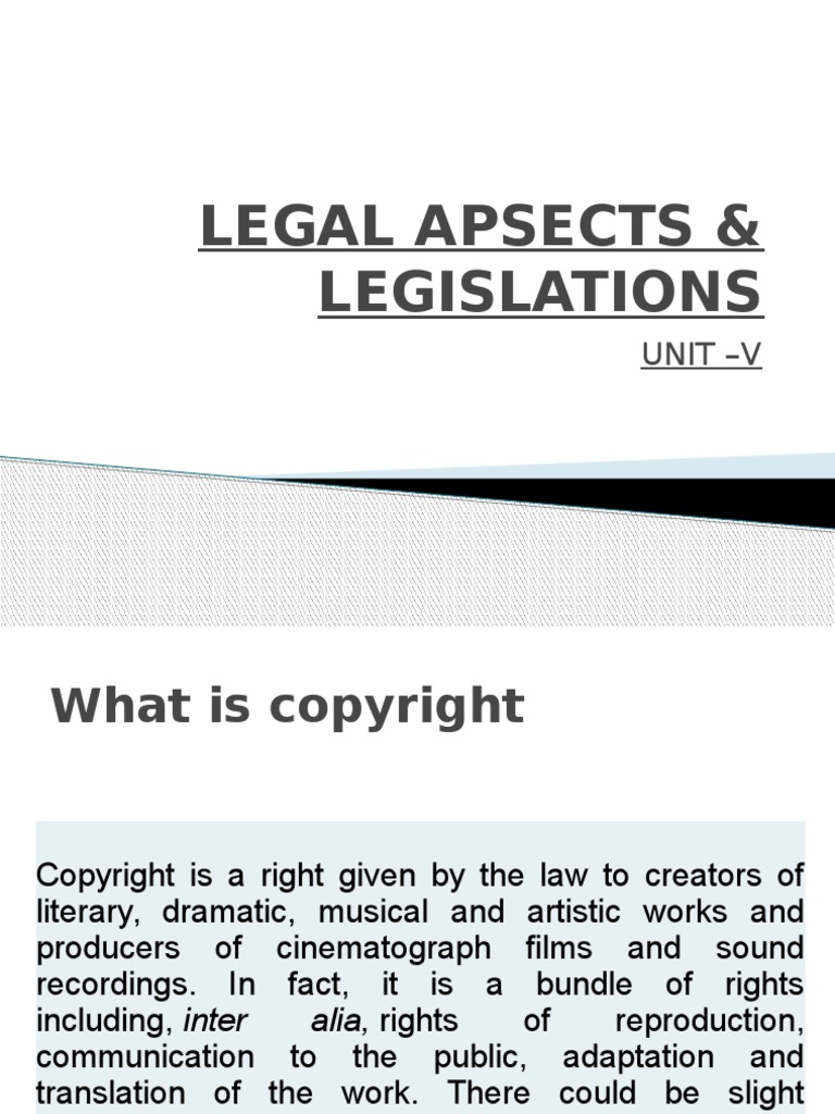 Legal Aspects & Legislations | PDF | Copyright | Easement
