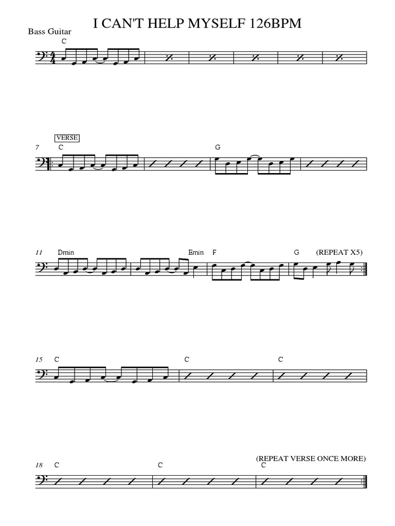I Cant Help Myself Bass PDF