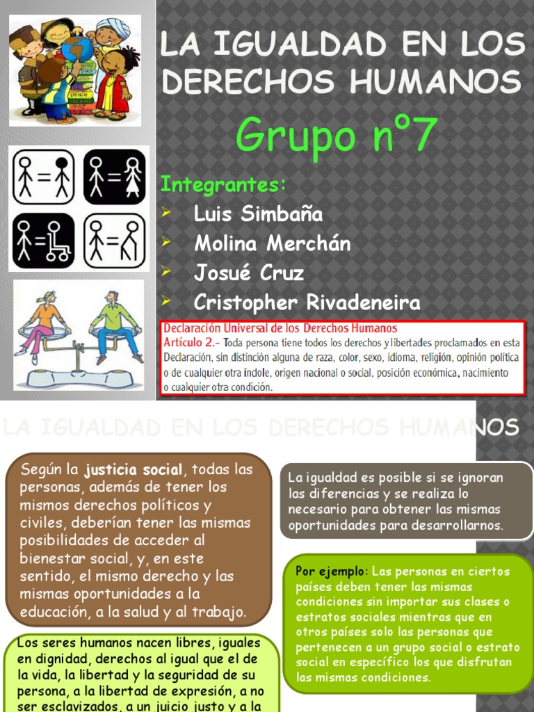La Igualdad en Los Derechos Humanos | PDF | Igualdad social | Derechos ...