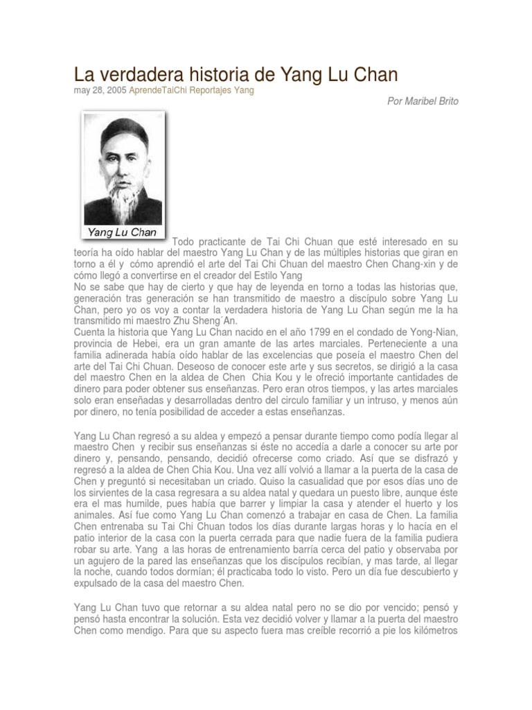 La verdadera historia de Yang Lu Chan, creador del Estilo Yang de Tai ...