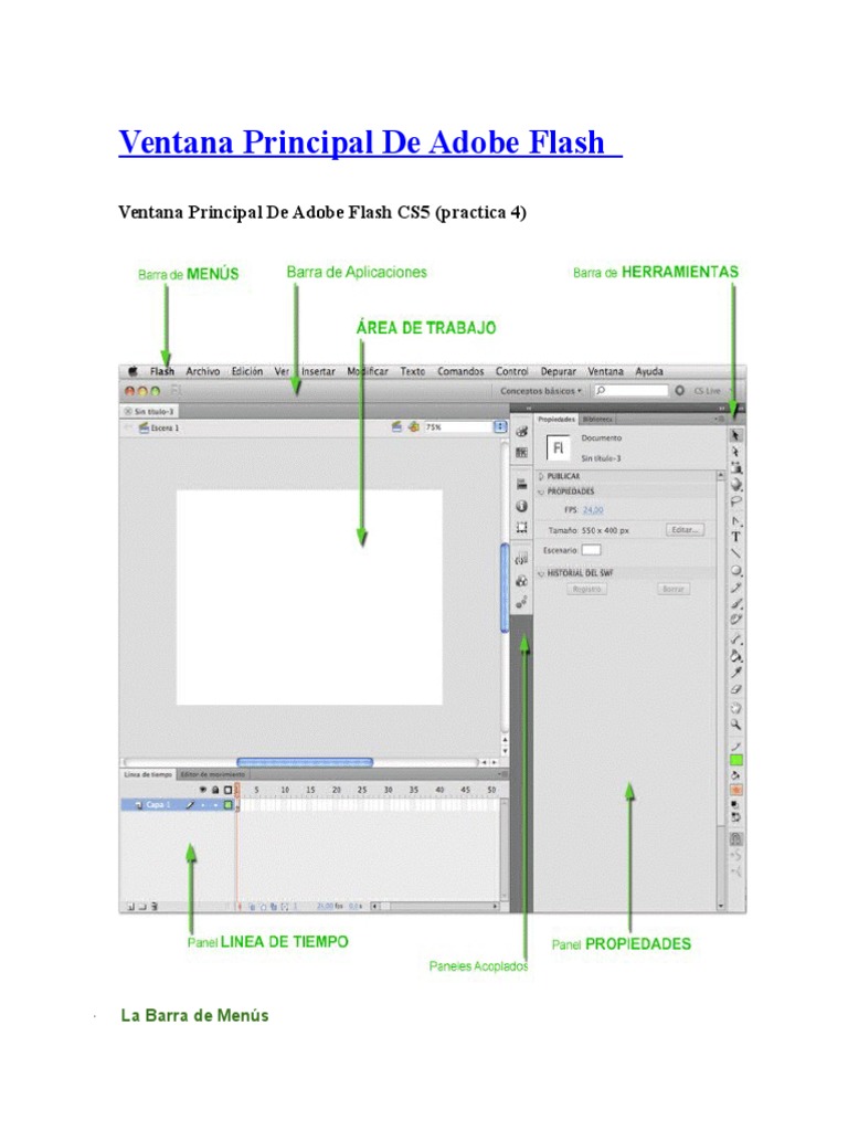 Partes de la Ventana de Adobe Flash | PDF | Point and Click | Adobe Systems