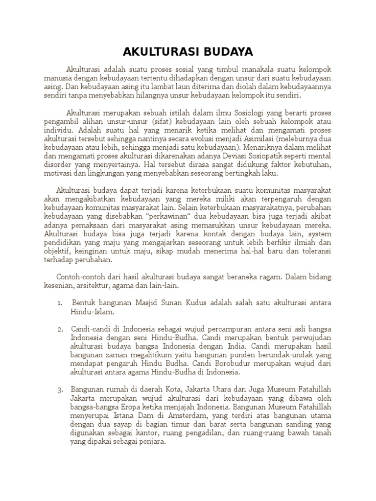 Contoh Wujud Akulturasi Di Indonesia - Simak Gambar Berikut