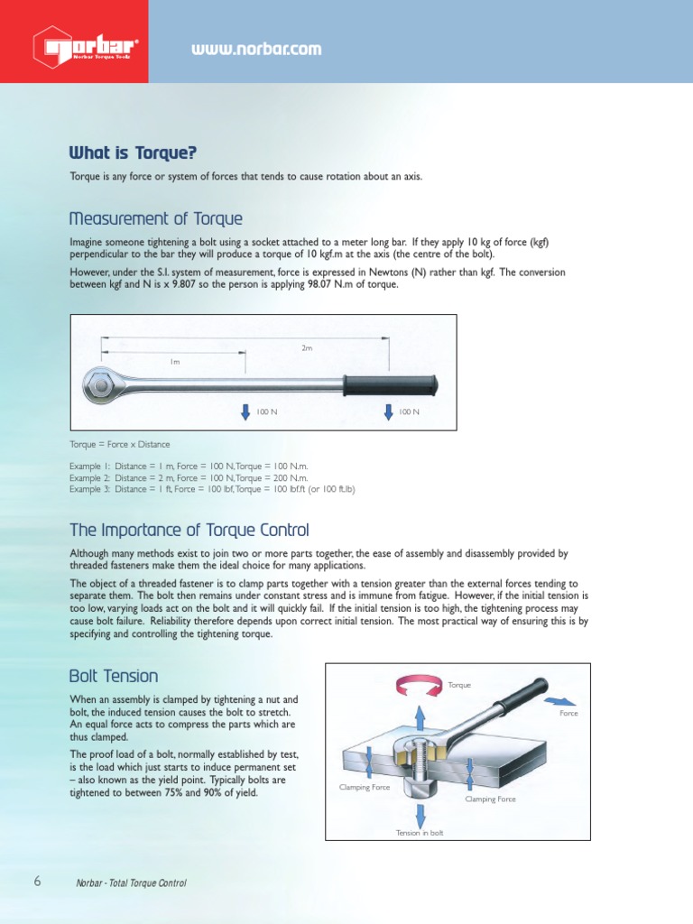 Torque Explanations by NOBAR PDF | PDF | Screw | Mechanical Engineering