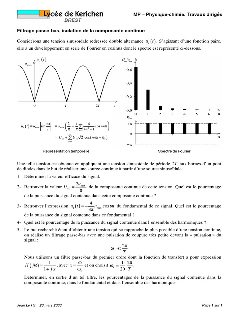 Filtrage Passe-Bas et Analyse de Puissance | PDF | Filtre passe-bas ...