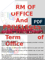 Term of Office and Priveleges