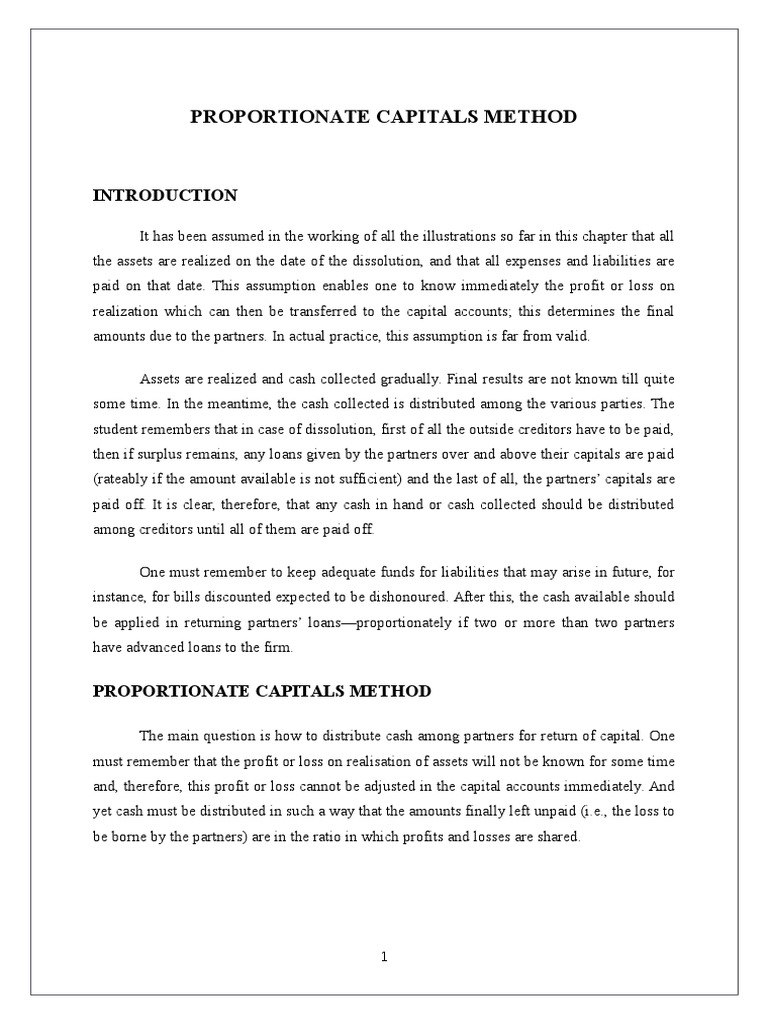 Proportionate Capital Method Explained | PDF | Profit (Accounting ...