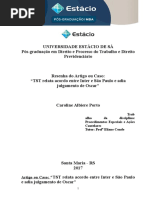 Resenha - TST Relata Acordo Entre Inter e São Paulo e Adia Julgamento de Oscar (Proced Especiais e Ações Cautelares)