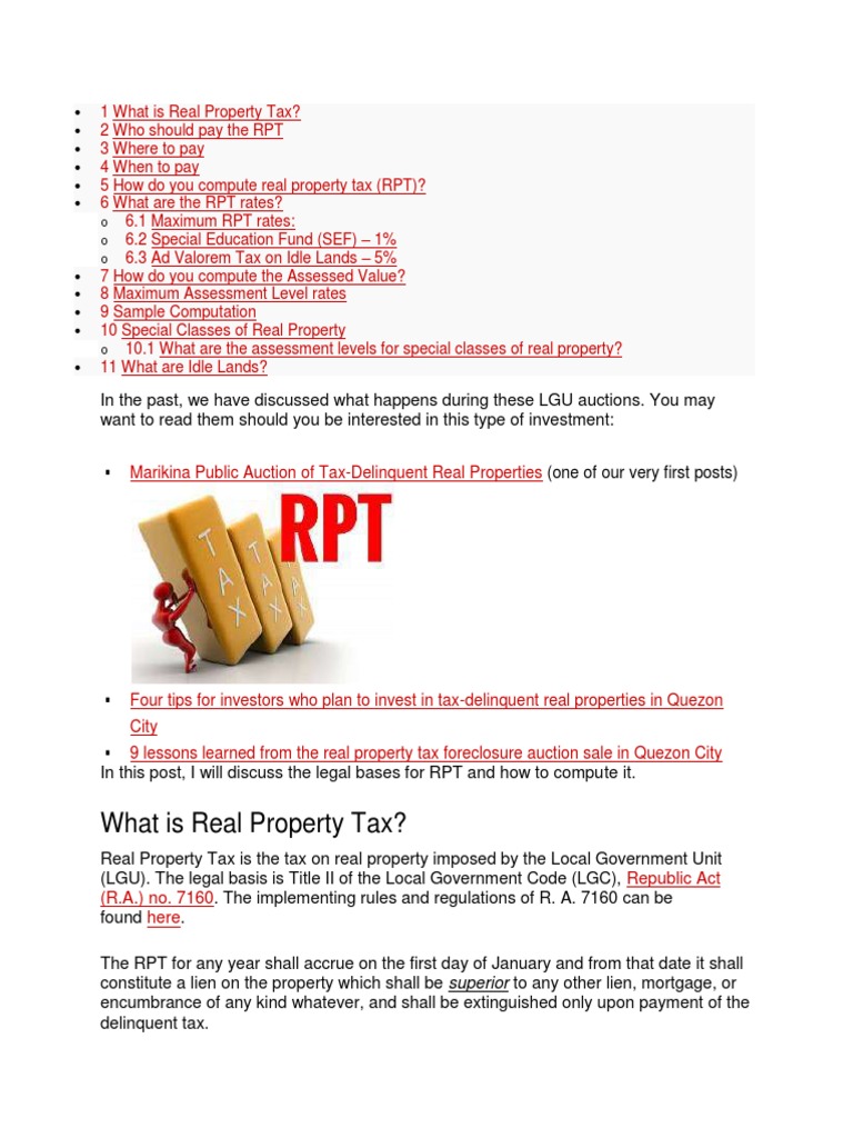 Real Property Tax Pdf Pdf Property Tax Taxes