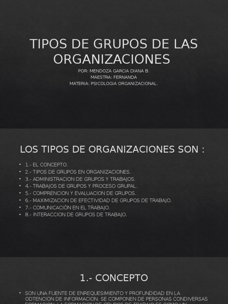 Tipos de Grupos de Las Organizaciones Exposicion | PDF