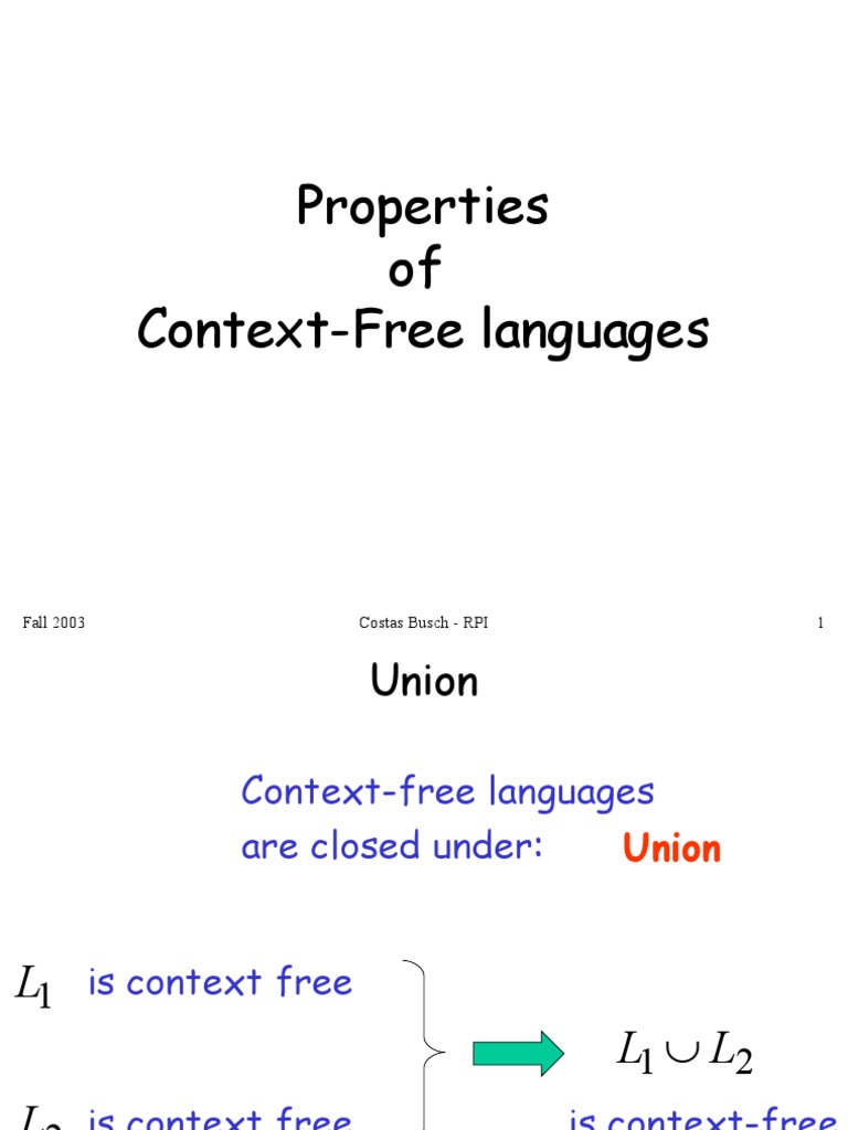 Properties of Context-Free Languages | PDF | Syntax (Logic) | Language ...