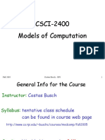 CSCI-2400 Models of Computation: Fall 2005 Costas Busch - RPI 1