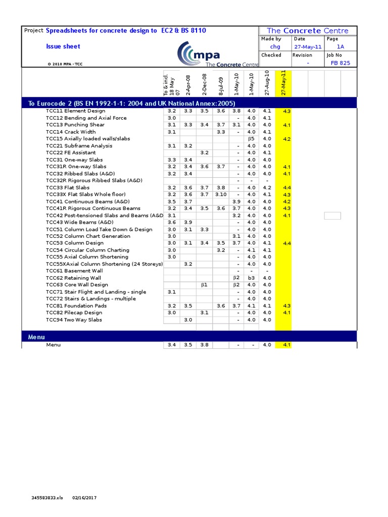 Spreadsheet Issue Sheet 27-May-2011 | PDF | Bending | Beam (Structure)