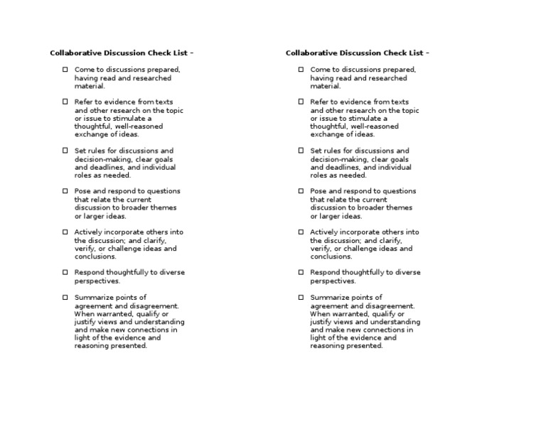 Collaborative Discussion Checklist | PDF