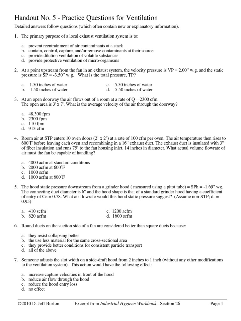 5 Practice Questions - Vent | PDF | Density | Flow Measurement
