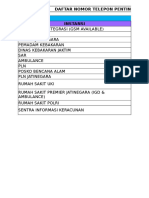 Daftar No Telp Penting