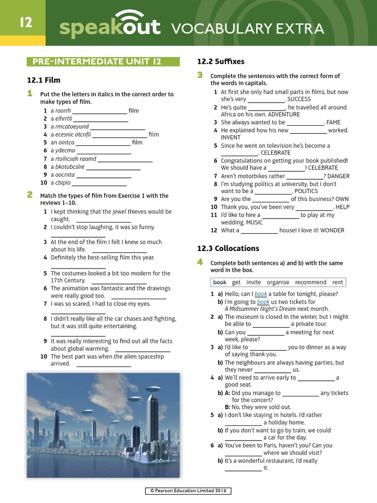 Speakout Vocabulary Extra Pre-Intermediate Unit 12 PDF | PDF ...
