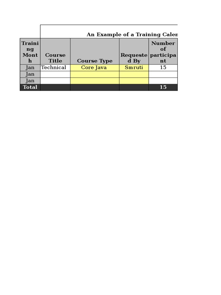 Training Calender Format | PDF