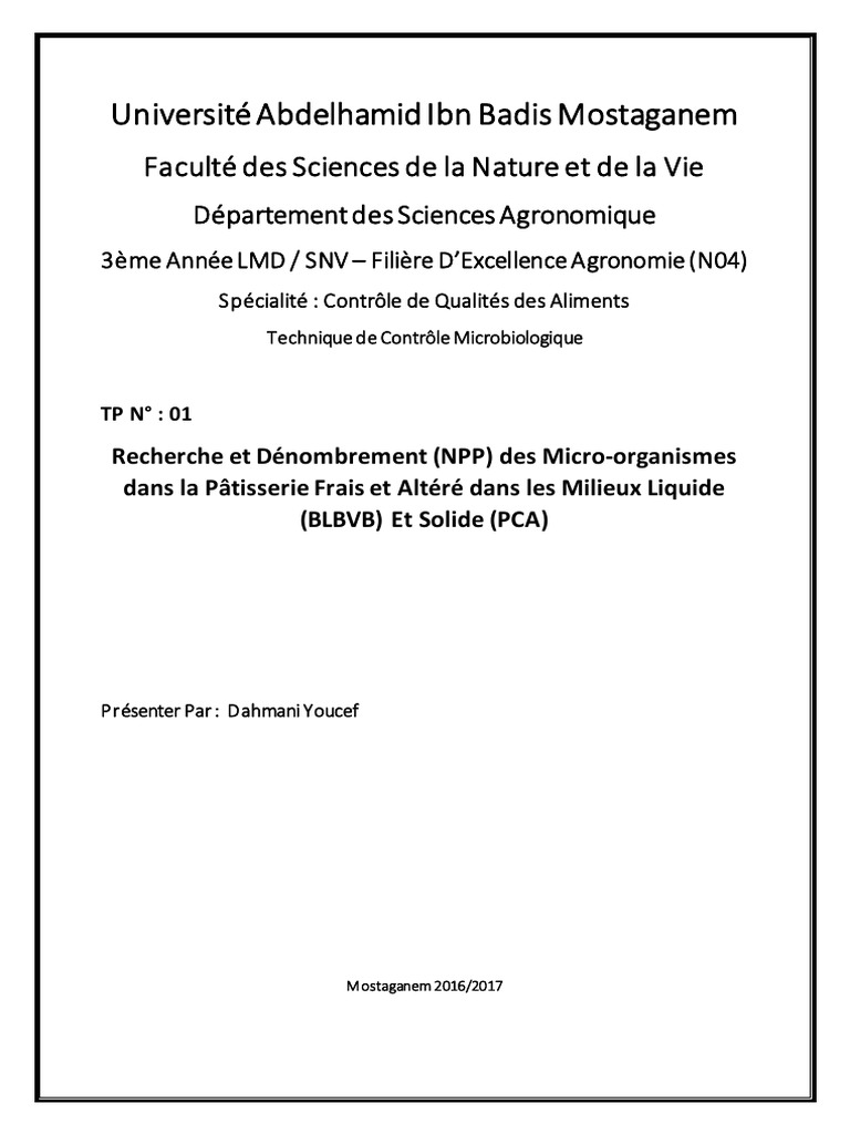 Presentation Page Garde Cahier De Tp Pages de Gardes T C A | PDF | Microbiologie | Organismes