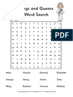 Kings and Queens Word Search