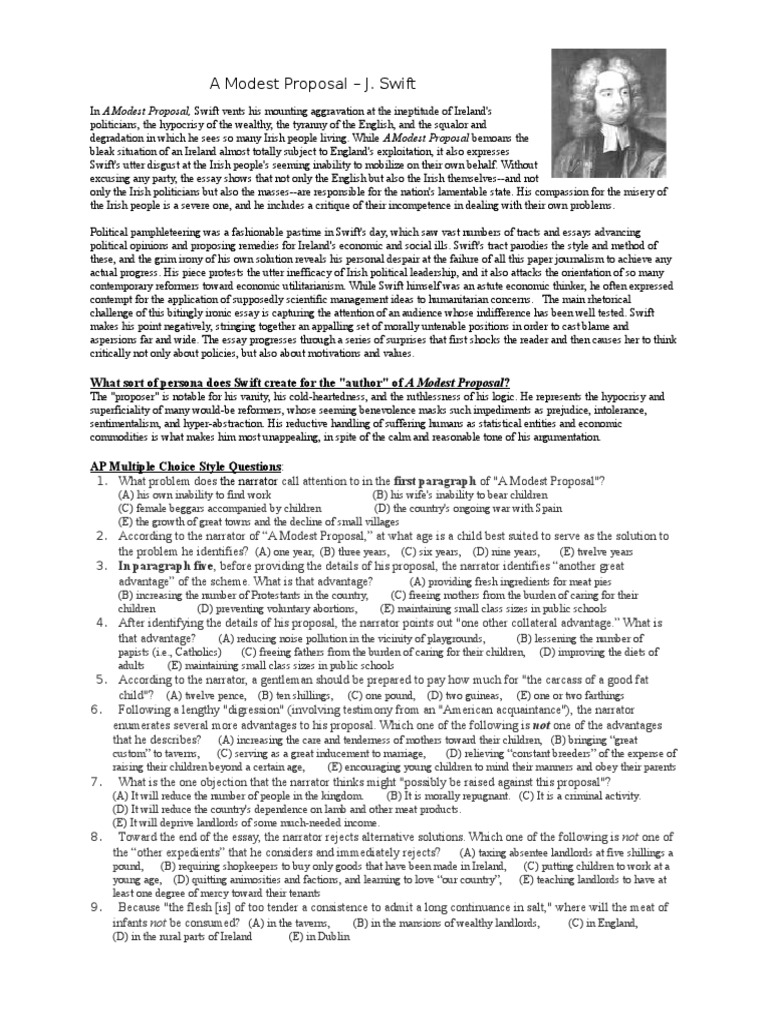 2009 10 A Modest Proposal Analysis 13ptthz PDF Irony Science