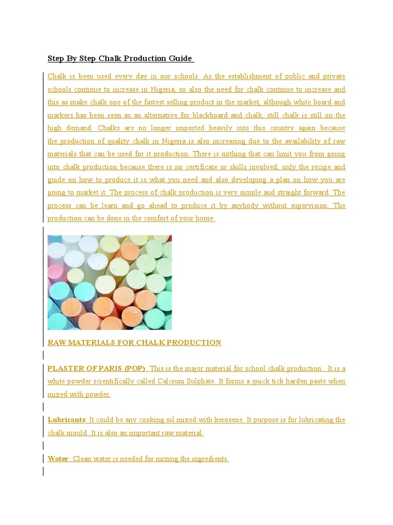 chalk production business plan pdf