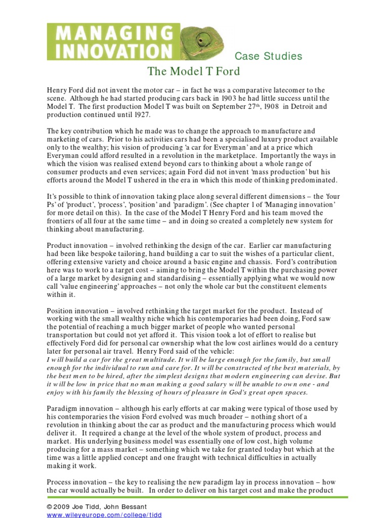 The Model T Ford: Case Studies | PDF | Car | Ford Motor Company