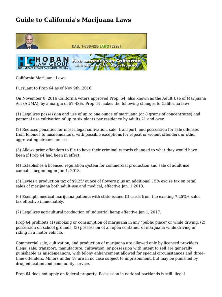 Guide To California's Marijuana Laws | PDF