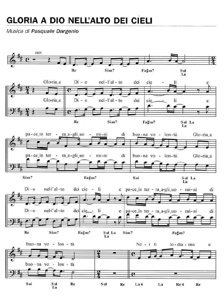 Gloria A Dio Nell Alto Dei Cieli Pdf