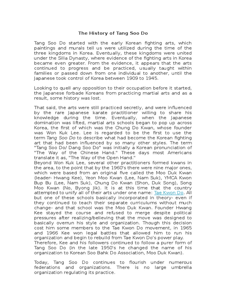 The History of Tang Soo Do | PDF | Individual Sports | Korea