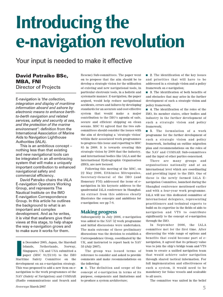 E-Navigation Strategy Development Insights | PDF | Navigation | Geography