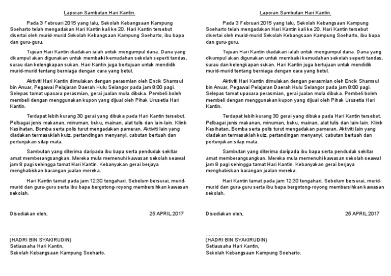 Laporan Sambutan Hari Kantin Pdf