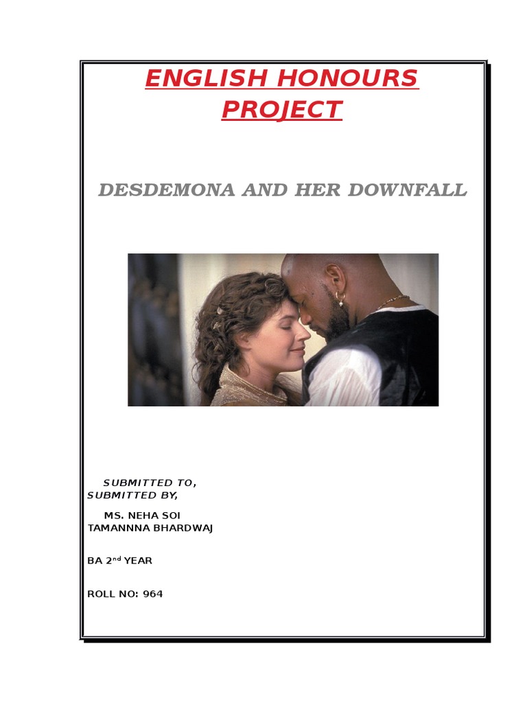 English Honours Project PDF Desdemona Othello