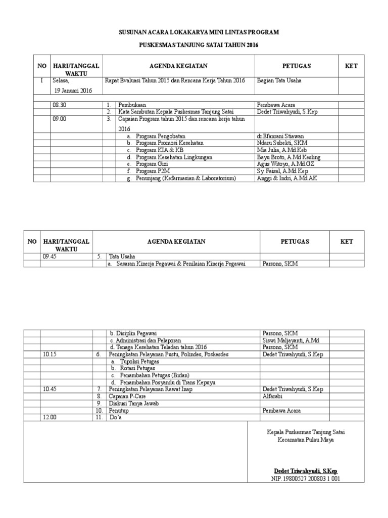 Susunan Acara LM LP Januari