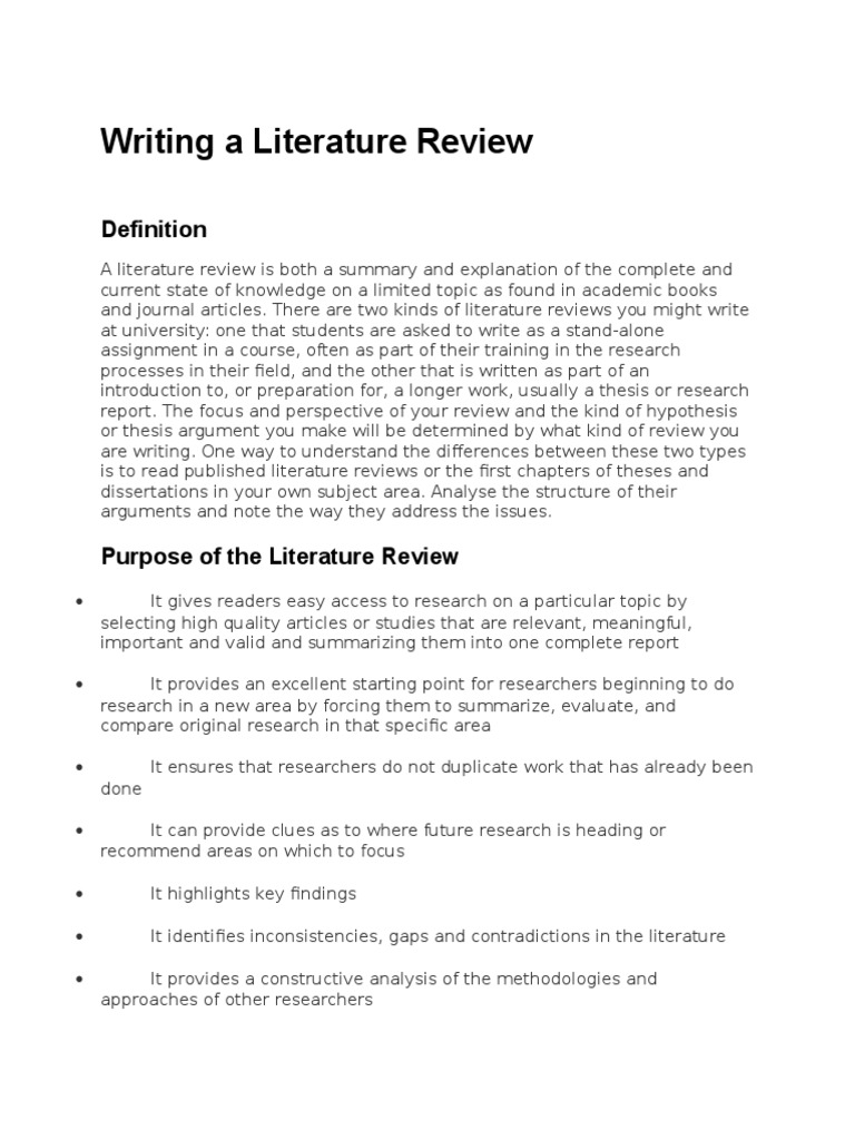 how to write literature review chapter for thesis