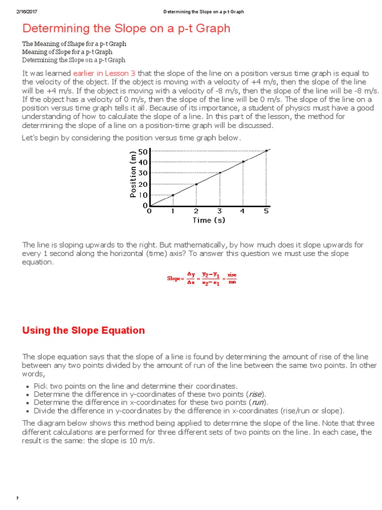 Calculate Slope on p-t Graph | PDF | Slope | Velocity