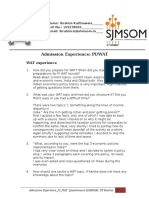 Admission Experience PI WAT