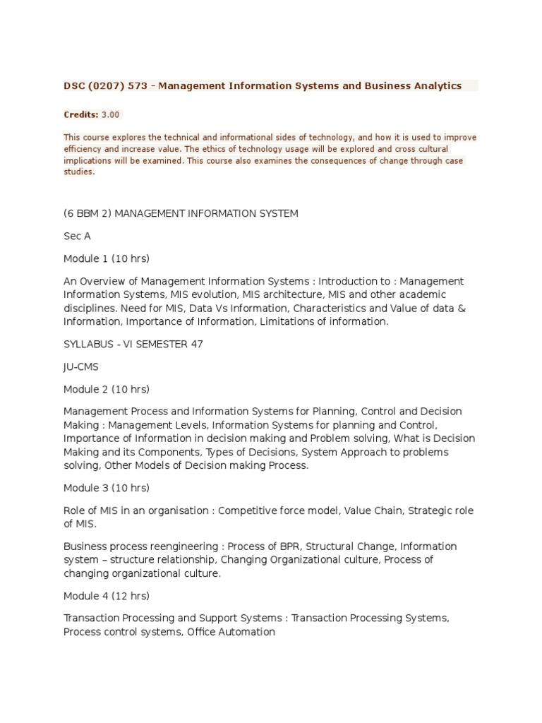 Management Information System | PDF