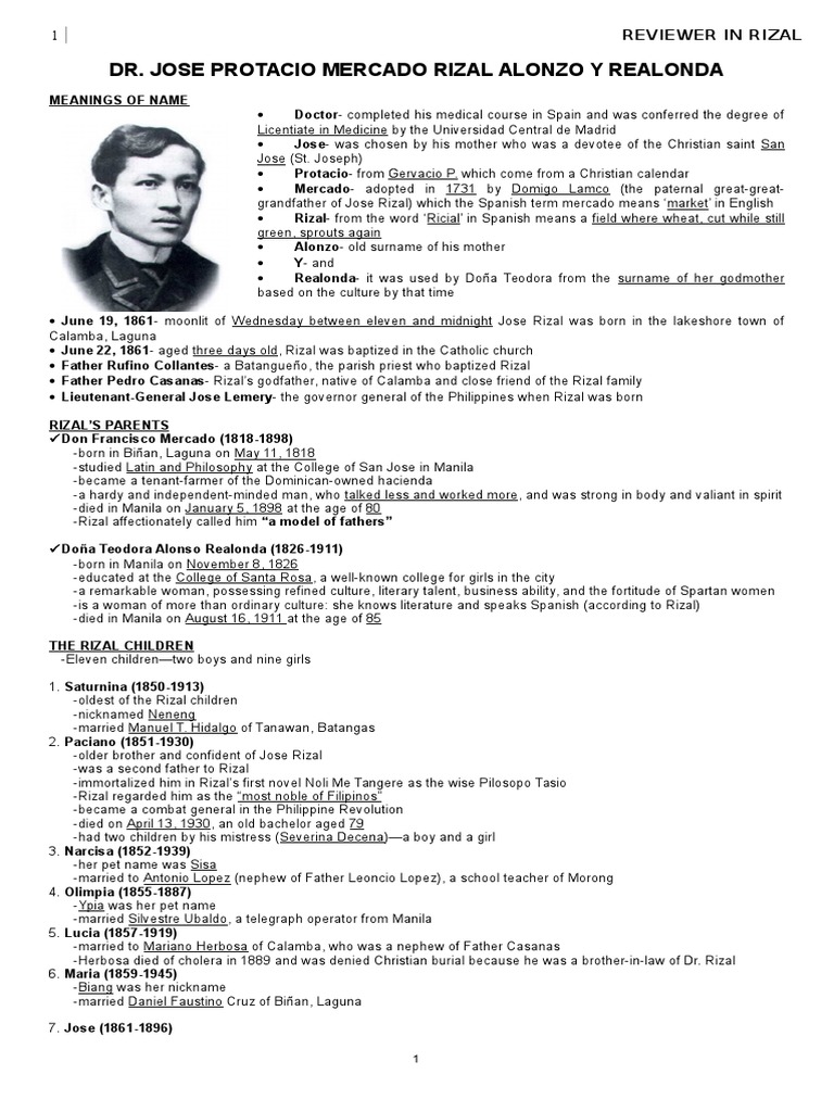 Summary of Rizal Personal Growth Free 30day Trial Scribd