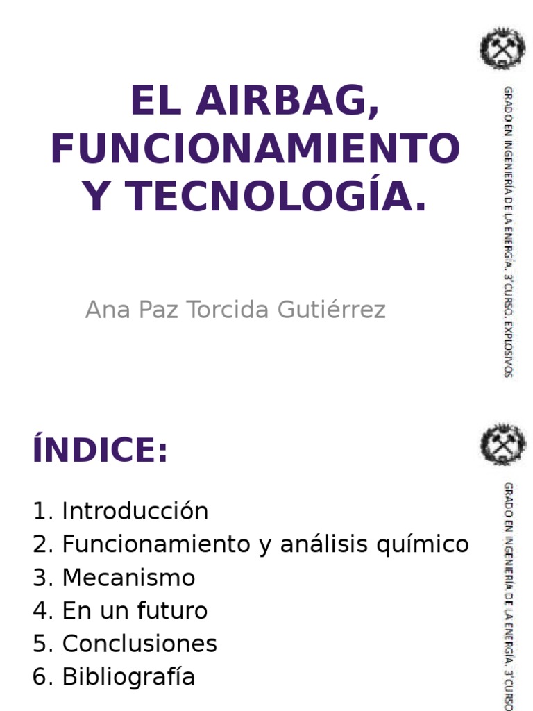 El Airbag, Funcionamiento y Tecnologia PDF Airbag Química
